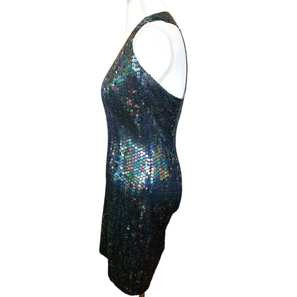 Vintage 90s Womens Sz 8 Mermaid Sequins‎ Sparkle Cocktail Dress Bodycon Sexy - Picture 7 of 15